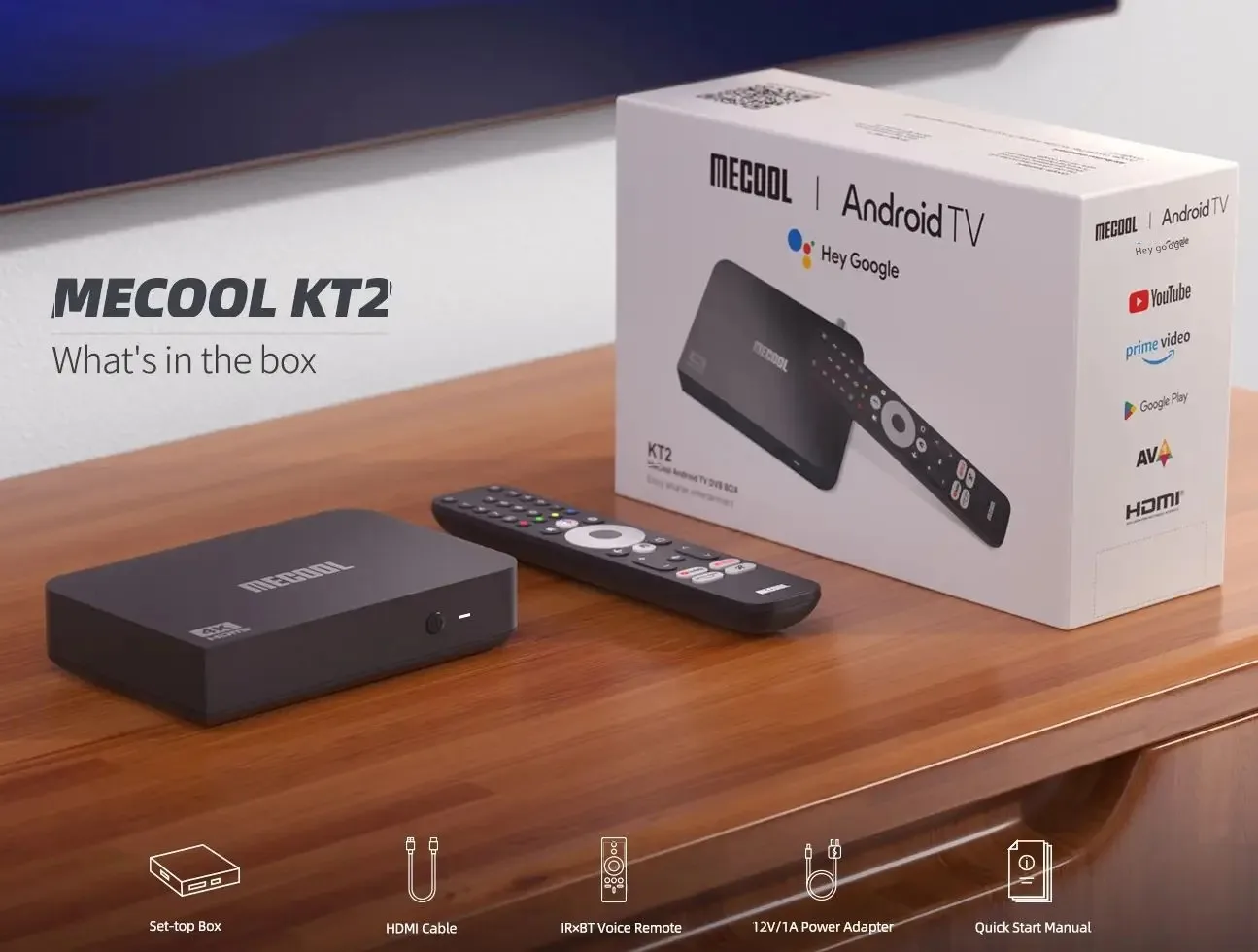 กล่องทีวี Android 2024 MECOOL KT2 DVB-T2 สมาร์ททีวี ไอพีทีวี ทีวีบ็อกซ์ Amlogic S905Y4 Chromecast 2GB 32GB 4K Android 12 14 คอนโซลแบบพกพา