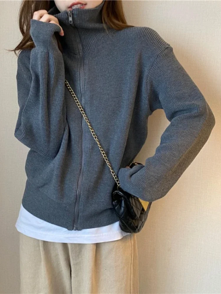 

Женские эстетические кардиганы Y2k, японские универсальные винтажные свитера в стиле гранж, свободные модные однотонные пальто в стиле Харадзюку