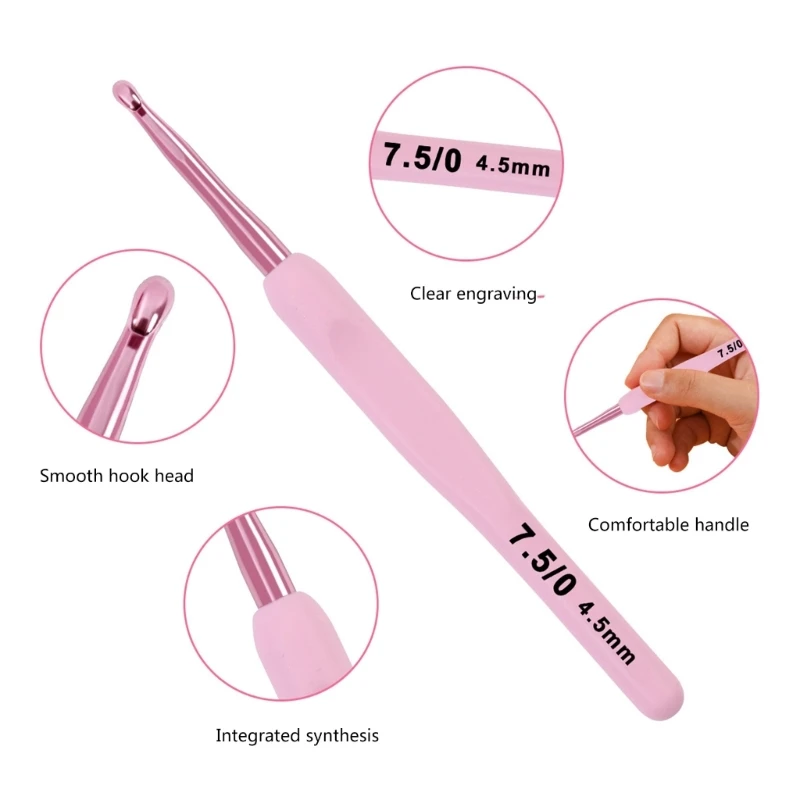 

9Pcs Soft Rubber Handle Aluminum Crochet Hook Set 2.0mm-6mm For Beginner Includes Storage Bag And Knitting Accessories