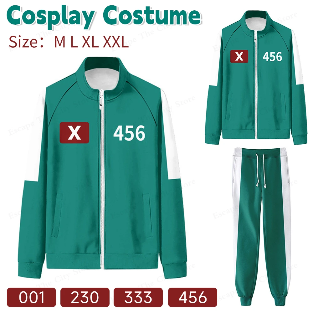 New Calamari Game Cosplay Costume Player Number 001 230 333 456 TrackSuit Outfits Uniform Adult Player Costume for Men Women