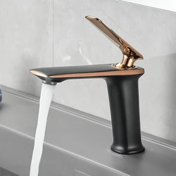 Luxury Basin Faucet Black/White Face Single Holder Single Hole Mounted Sink Taps Cold and Hot Mixer for Bathroom Tall Basin Tap