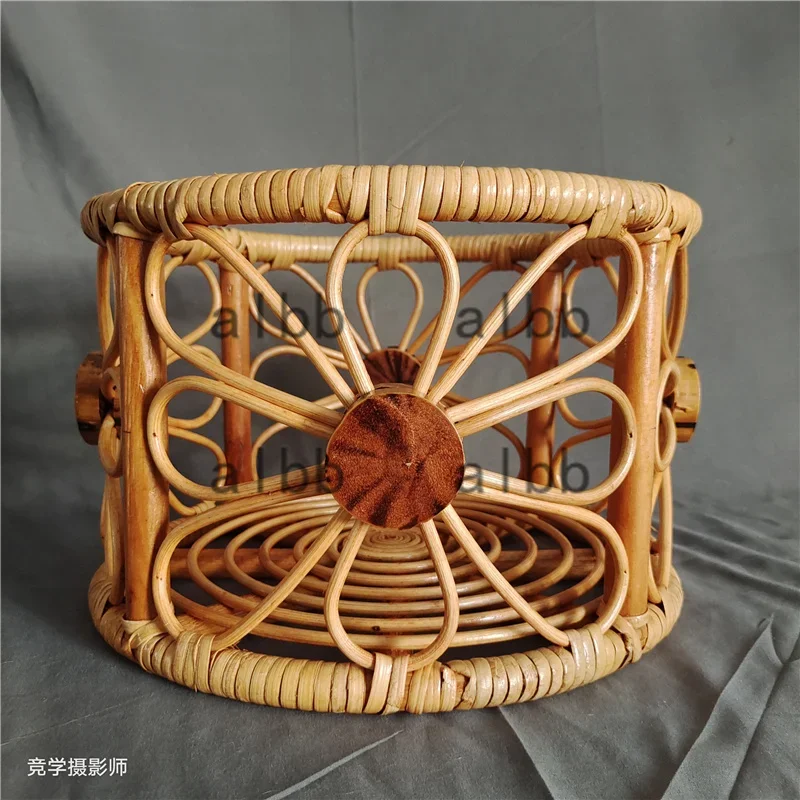 Seggiolone per lettino in bambù e rattan + cestino rotondo per dormire - Oggetti di scena per fotografia neonato Accessori essenziali per servizi fotografici in studio