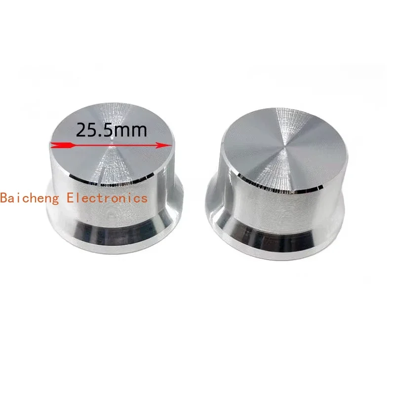 10PCS Aluminum alloy cap shaped knob silver 30-25.5 * 18mm potentiometer band switch encoder cap flower shaft 6 holes
