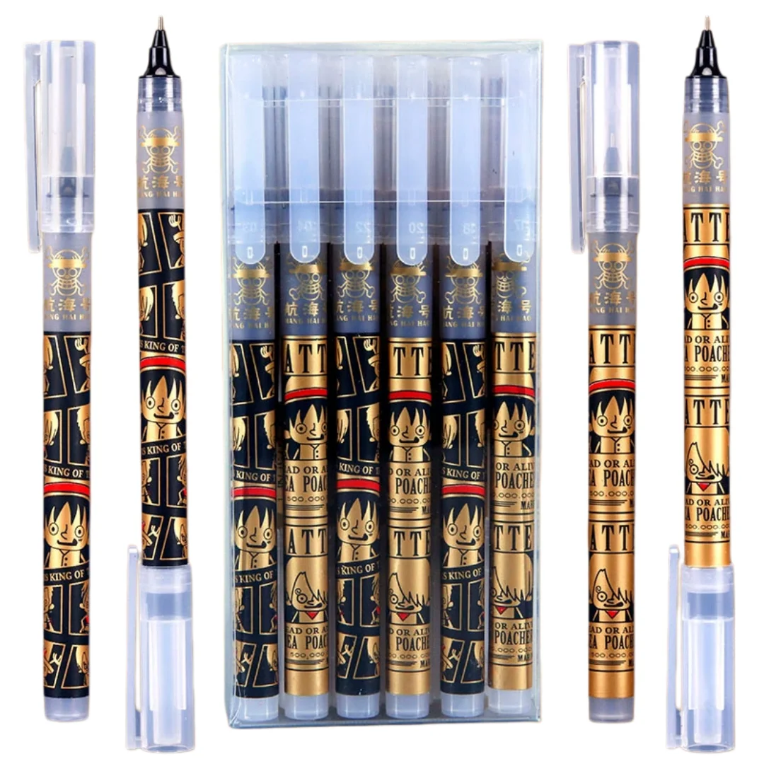 

One Piece Direct Liquid Gel Pens,0.5mm Quick-Drying Black Ink Pens for Writing Note Taking Journaling,Great Gift for Anime Lover