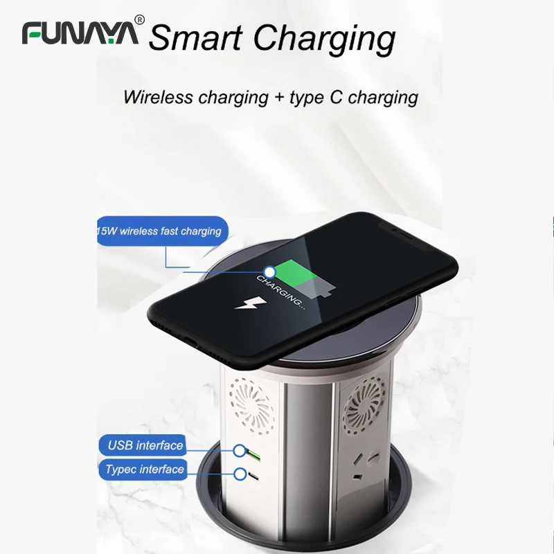 Imagem -04 - Tomadas Pop-up Inteligentes Tomada de Mesa de Superfície Oculta com Usb Impermeável Elevação Bluetooth Tuya 15a 110v 240v 4000w