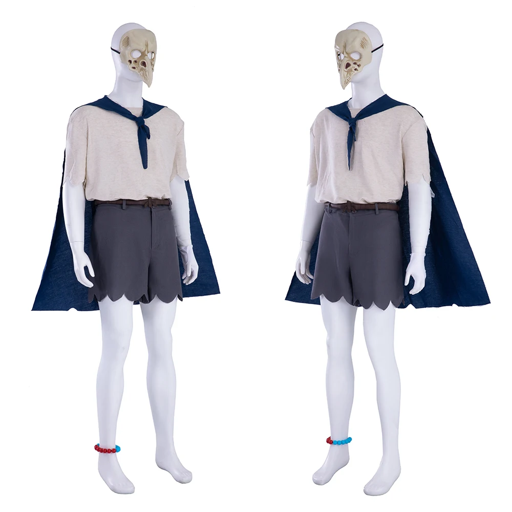 Game Little Nightmares 3 LOW Cosplay Costume Adult Men's Anime LOW Top Pants with Cloak Headmask Halloween Carnival Outfit