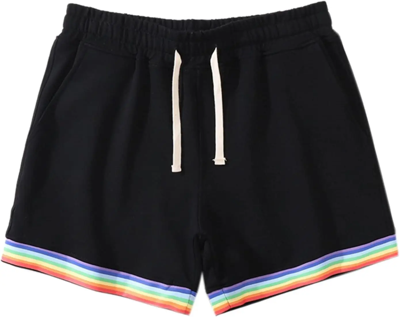 Mannen Rainbow Pride Shorts Zomer Veelkleurige Streep Shorts Broek Zak Trekkoord Losse Casual Gym Sport Hardloopshorts