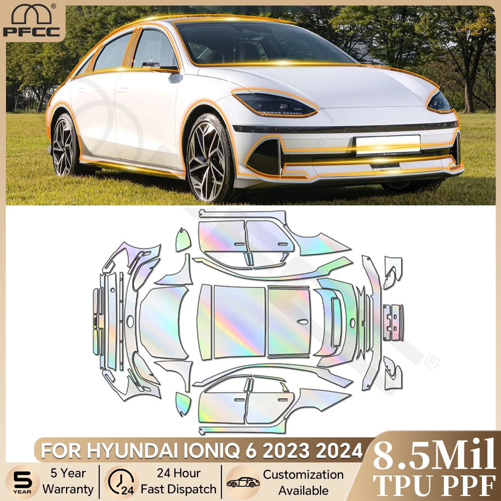 

For Hyundai Ioniq 6 2023 2024 Pre-cut PPF Bra 8.5Mil TPU Paint Protection Film Car Body Anti-Scratch Clear Kit Resistant Cover