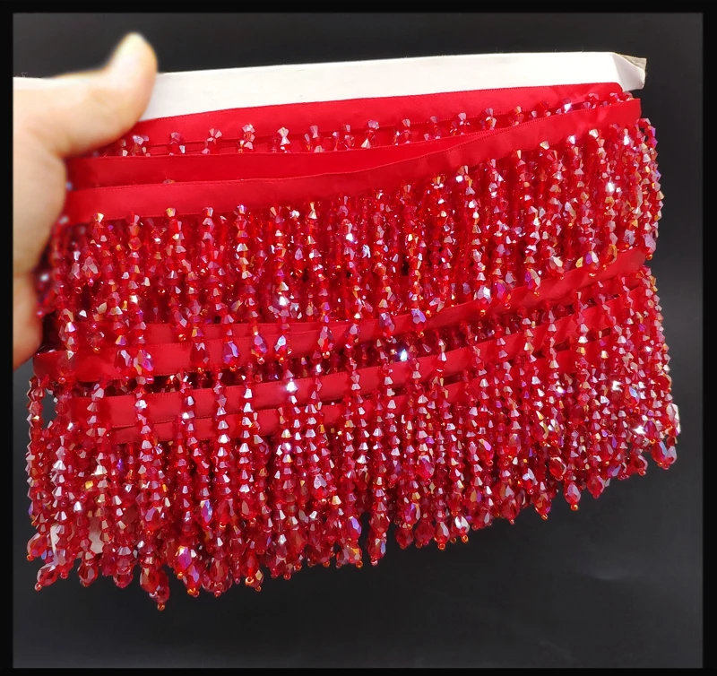 1yard price Crystal Pendant Beaded Fringe Lace DIY Clothes Stage Dress Home Curtain Headwear Decorative Accessories