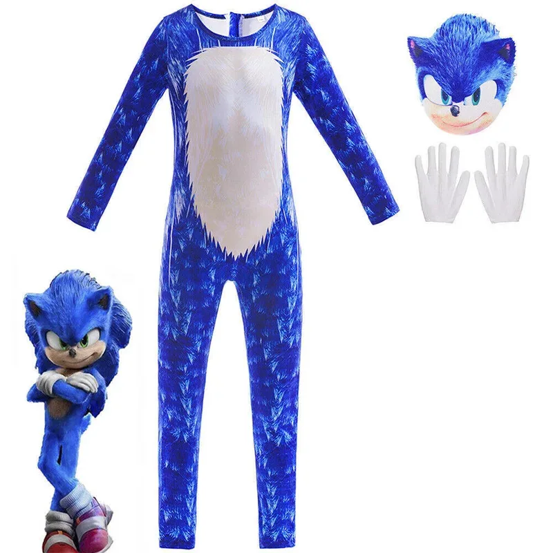 Hot selling Halloween cosplay game character Sonic tight fitting outfit Sonic jumpsuit Sonic