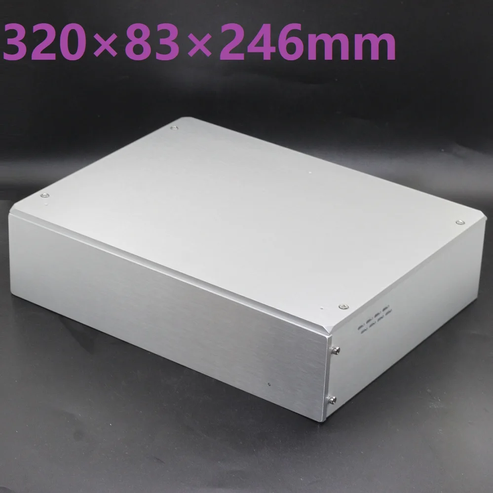 W320 H83 D246 Anodized Aluminum DAC Shell Dual VU Meter Cabinet Case DIY Decoder Preamp Chassis Rear ALPS Headphone AMP PSU Hifi