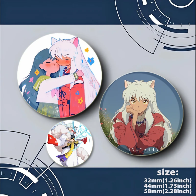 Anime Badge Inuyasha Higurashi Kagome Sesshoumaru Rin Cartoon Character Badge for Clothes Collar Jewelry Accessories Gifts Pins