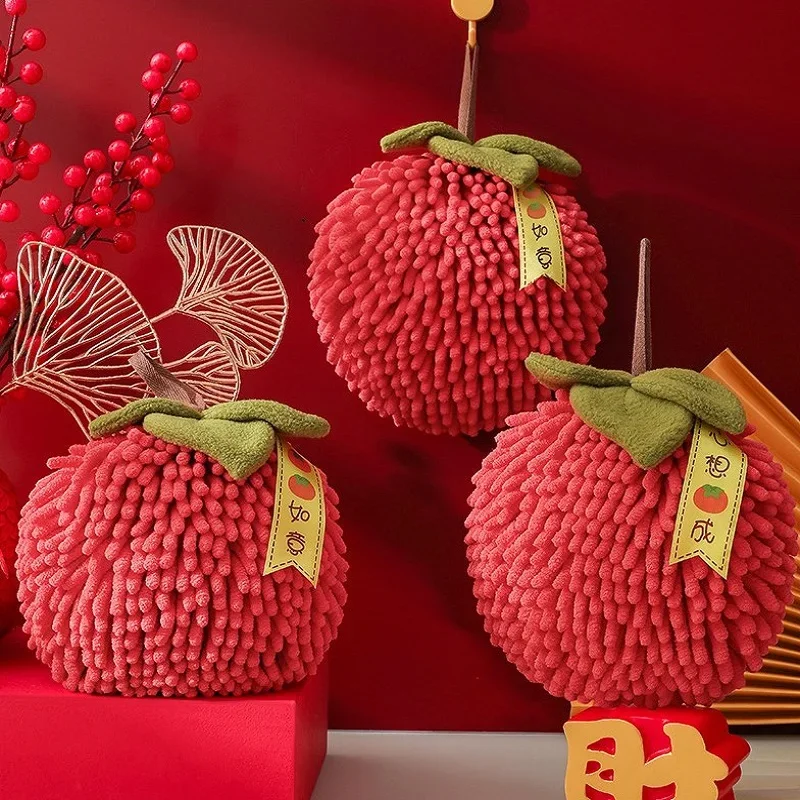 kkjoy Serviette mignonne rouge avec motif de boule de ping-pong, avec boucle de suspension, séchage rapide, douce et absorbante, pour la cuisine, la salle de bain, la maison