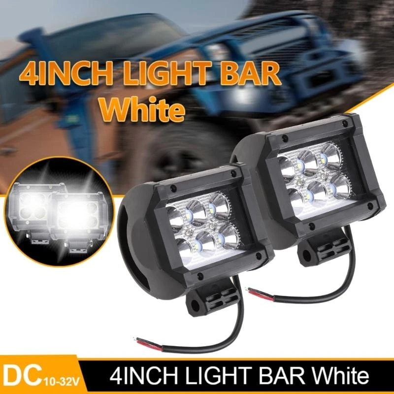

2025 New 2Pcs 4 Inch 18W Flood LED Light Bars LED Work Lights LED Fog Lights Off Road Driving Lights for Car Truck