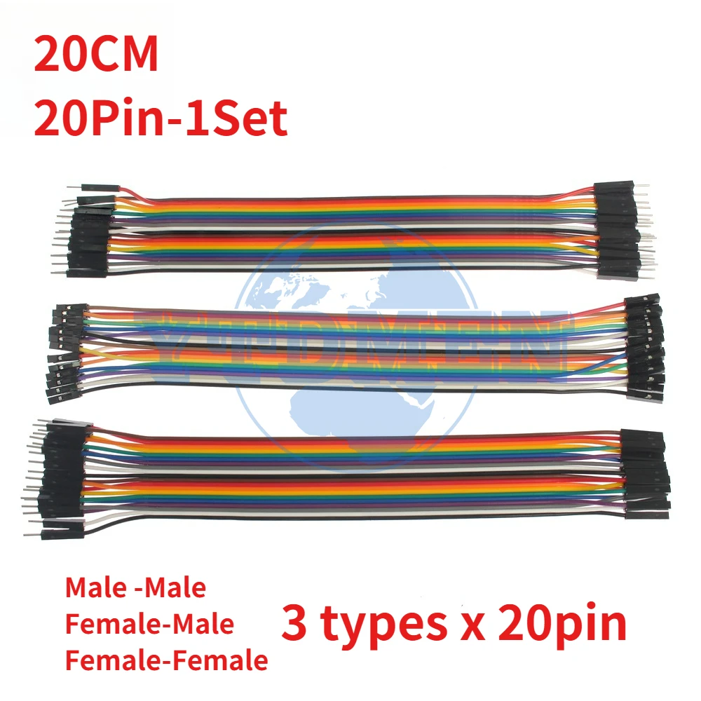20-Pin Dupont Jumper-Kabel-Set 10cm-30cm Stecker auf Stecker / Buchse auf Buchse / Stecker auf Buchse Dupont-Kabel für Arduino Raspberry Pi DIY
