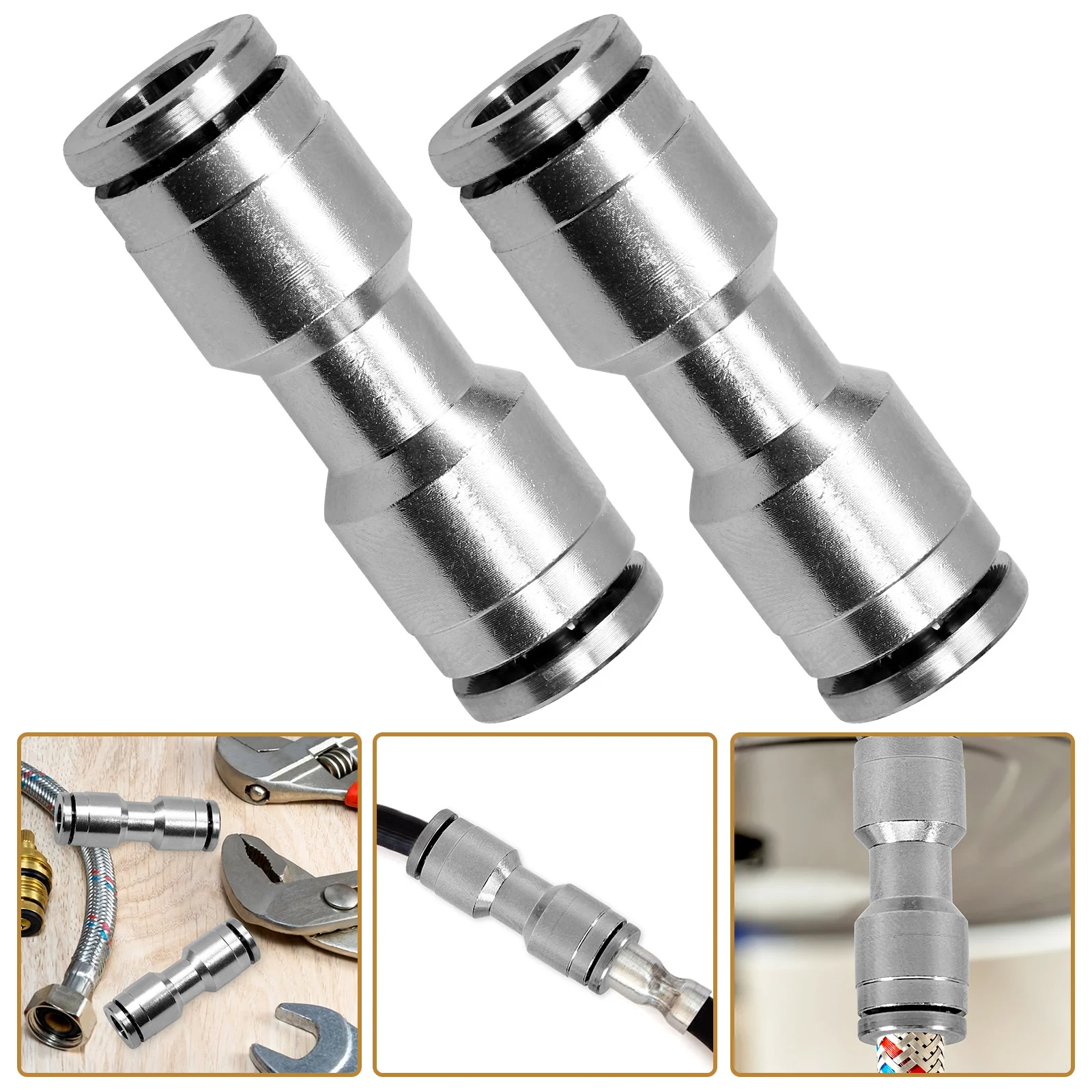 

2 Pcs Loose Joint Accessories Air Hose Fittings Pneumatic Connector Tube Nickel-plated Copper Connectors