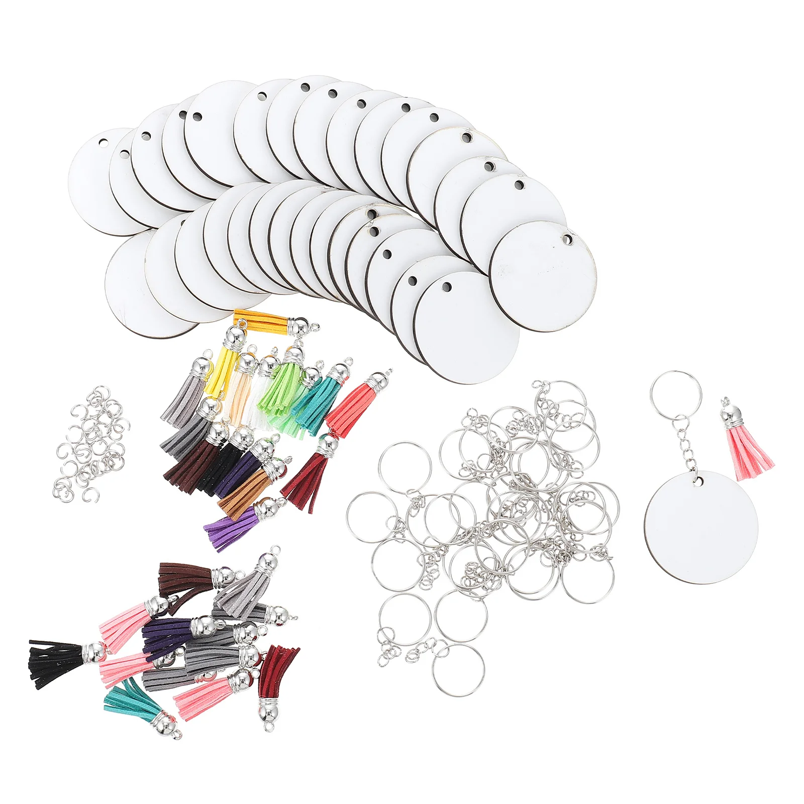 

1 Set Sublimation Blank Key Chain Pendants Heat Transfer Diy Craft Ornament For Jewelry Making Bulk Pendant Decor Accessory