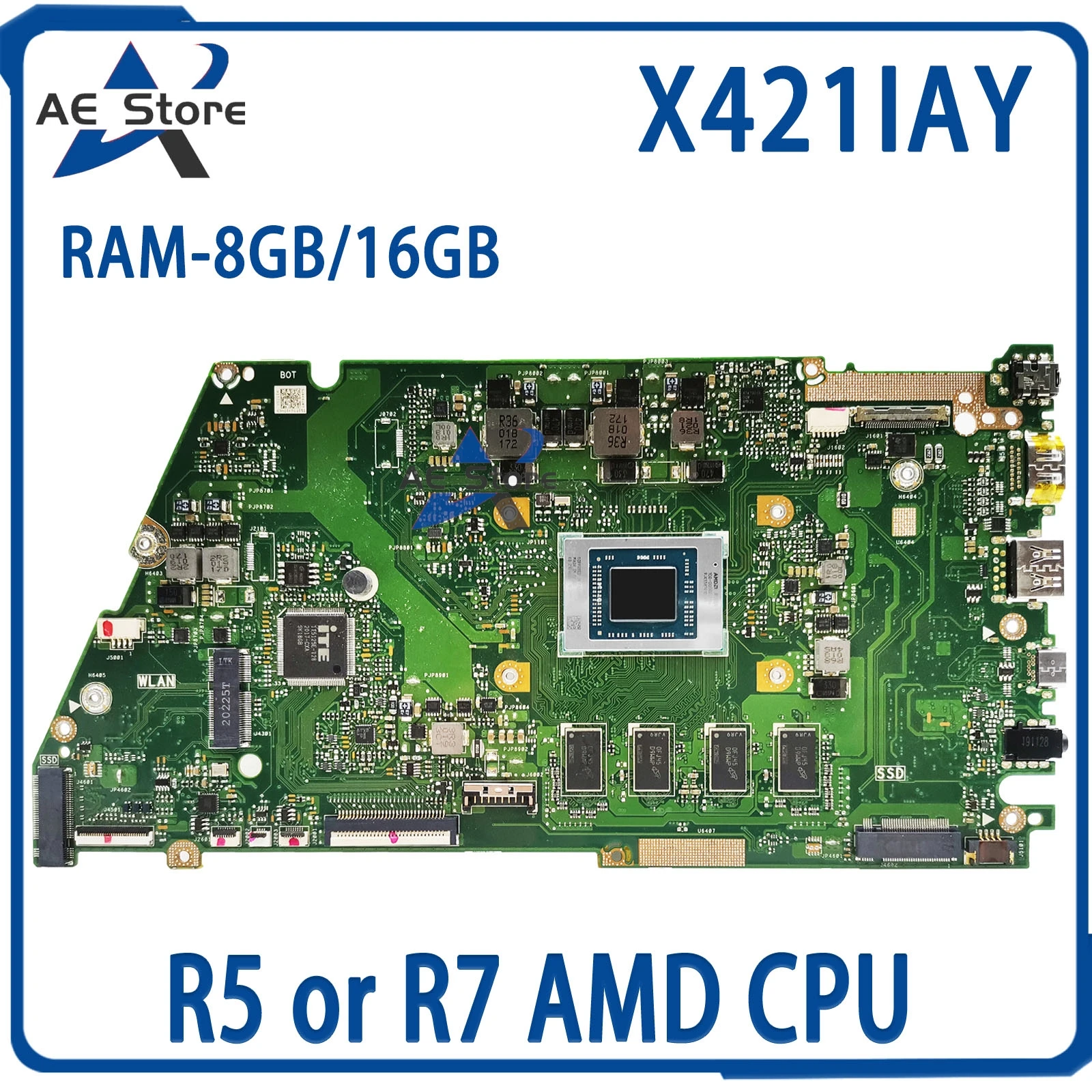 

X421IA Mainboard For ASUS X421I X521IA X421IAY R421IAY M413IA KM413IA M513IA KM513IA Laptop Motherboard R5 R7 8GB/16GB-RAM