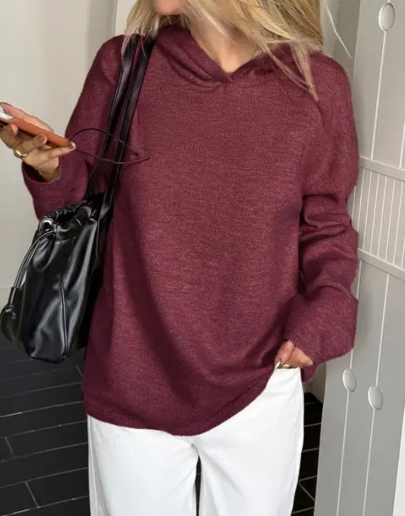 Women's Clothing Autumn Winter 2025 Leisure Vacation Solid Color Long Sleeved Sweatshirt Jacket Woolen Simple and Elegant Hoodie