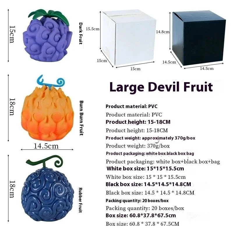Réplica de fruta del diablo de una pieza - Gomu Gomu no Mi Modelo de PVC de gran tamaño de 15 cm, exhibición coleccionable de fruta de goma Luffy con base