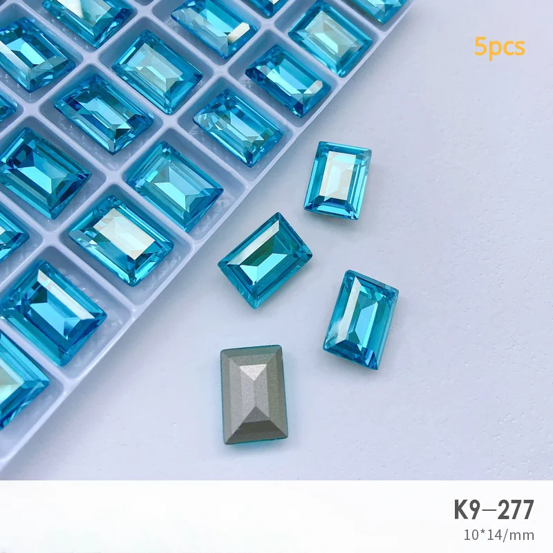 5pcs K9 Cristal Diamante Luxo Piscando Péssego Coração Quadrado Fantasia Colorido Apontado Inferior Jóias Decorações De Unhas