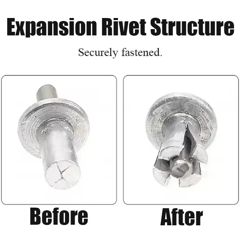 300-10PCS Martello Drive Espansione Rivetti Espansione a percussione Chiodo in alluminio Testa Penetrante Tipo di bussare Piccolo vite di fissaggio
