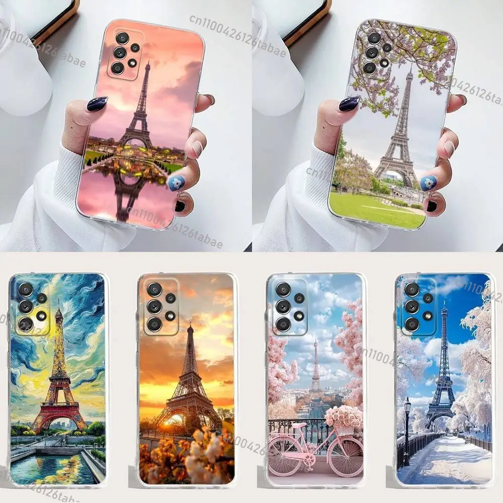 Paris Art Eiffel T-Tower  Phone Case Silicone For Samsung S30,23,21,22,20 FE lite,S10,9,PIus Note20ultra Soft Transparent