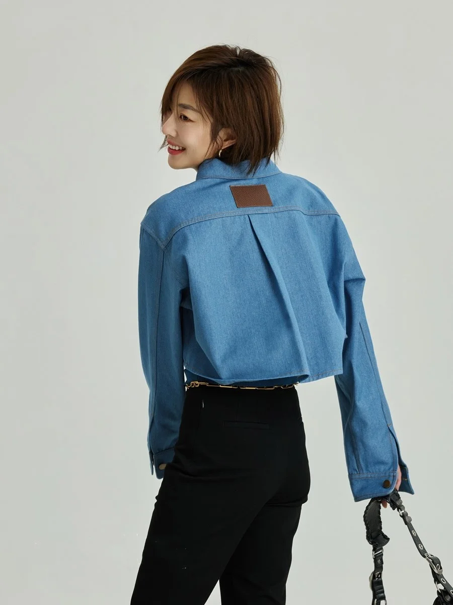 

Ruppy and handsome, loose silhouette, lazy and fashionable spring and autumn denim short jacket, female design sense, small