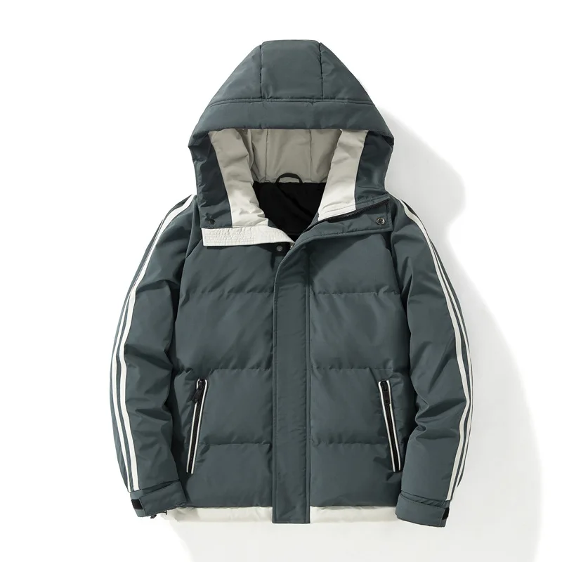 Cotton Jacket for Men with Plush and Thickened Two Bar Cotton Jacket for Men, Two Bar Cotton Jacket for Men, Hooded Bre