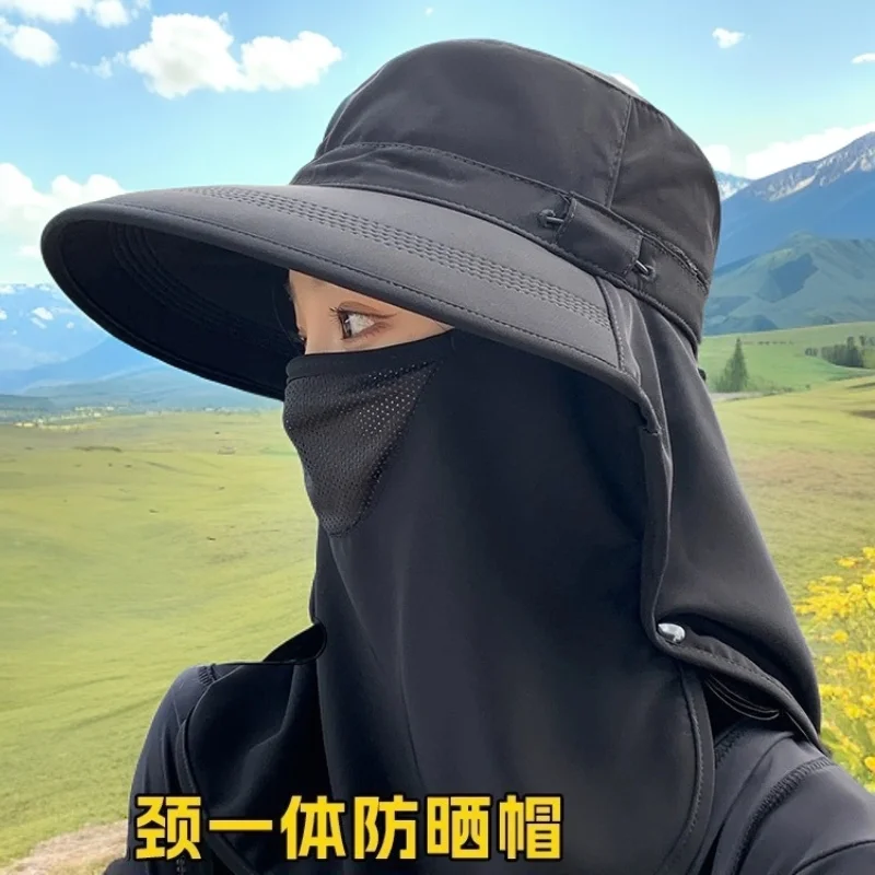 تنفس قناع الوجه حماية الرقبة المتكاملة قبعة الشمس المرأة قبعة صيفية 2025 قبعة واقية من الشمس حماية من الأشعة فوق البنفسجية في الهواء الطلق قبعة الشمس 2