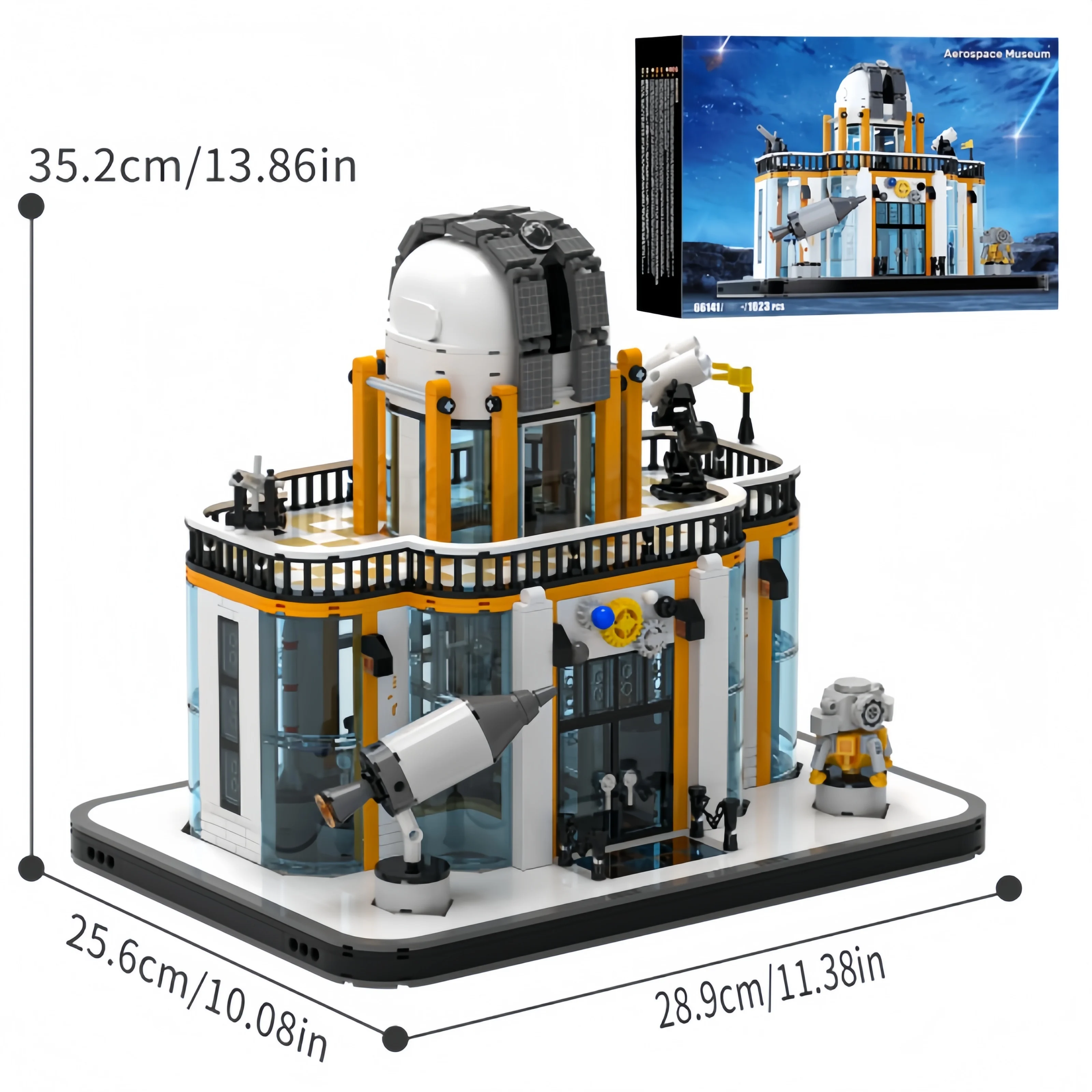 

1623 детали конструктора «Космический музей»: модель космической станции и обсерватории со светодиодной подсветкой, развивающая STEM-игрушка, подарок для детей