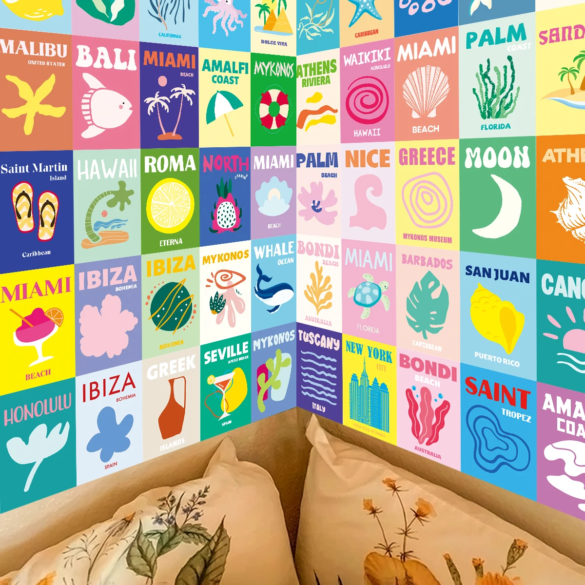 50 قطعة من بطاقات بريدية للسفر على الحائط، هدايا عيد الميلاد للعطلات، بطاقات بريدية جدارية يمكنك صنعها بنفسك لتزيين حفلات ألبوم الصور في غرفة النوم