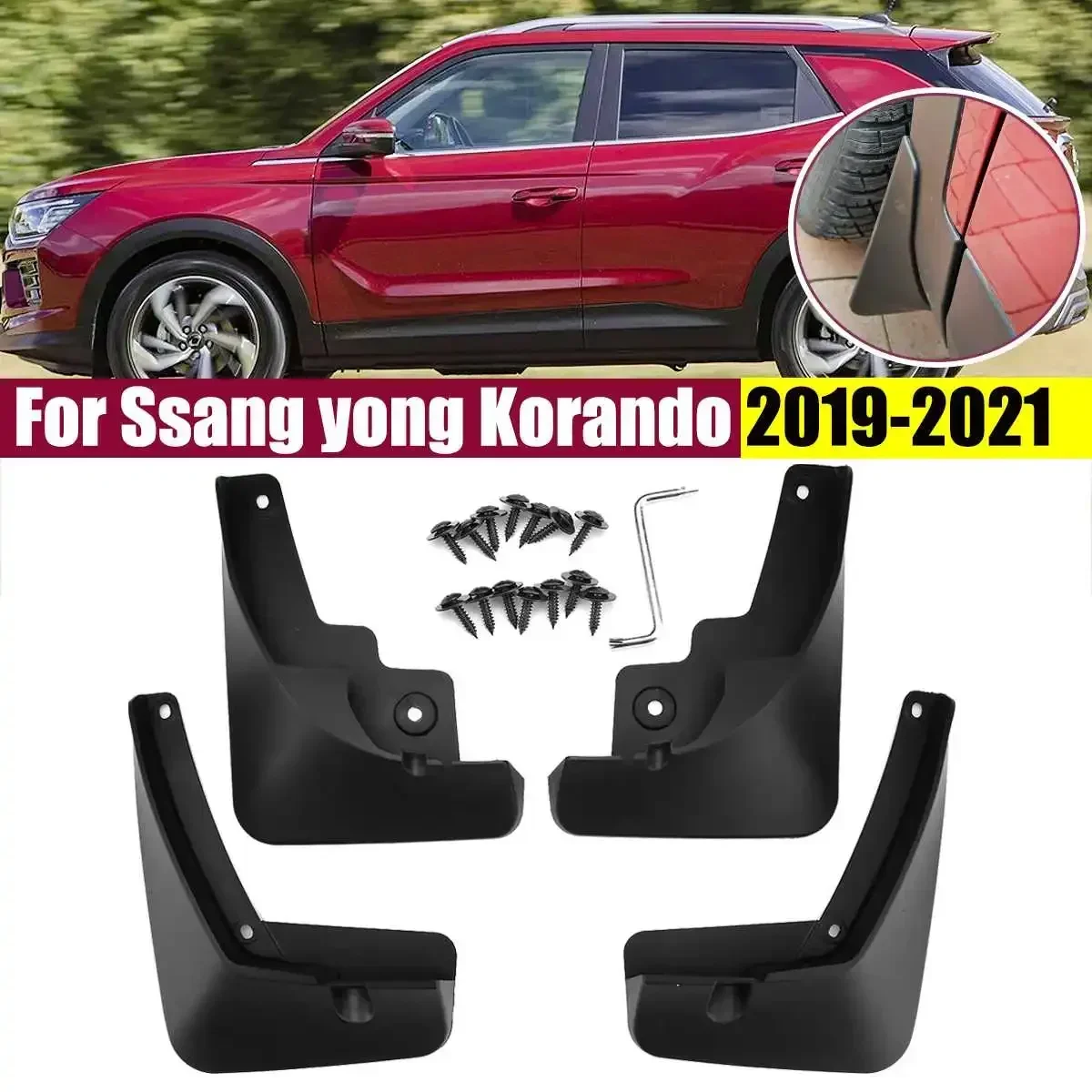 Mud Flaps For Ssang yong Korando 2019 2020 2021 Mudguards Fender Mud Flap Splash Guard Car Accessories Body Kit Exterior Part