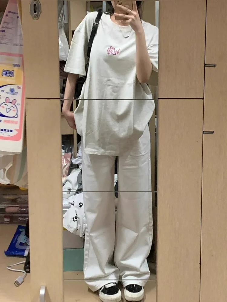 

Белые широкие джинсы с высокой талией, женские тонкие прямые драпированные брюки длиной до пола, осенние модные длинные джинсы свободного покроя, джинсовые джинсы