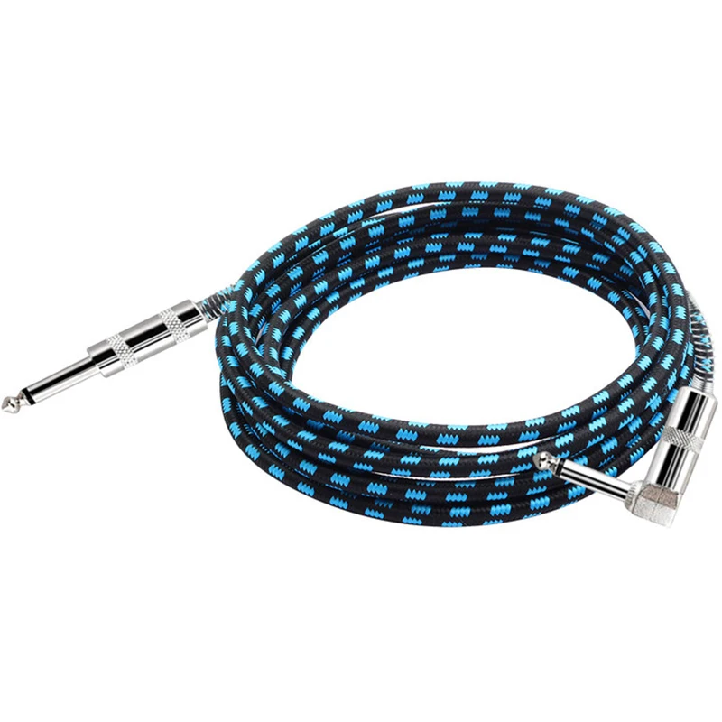 AZOR-Cable de Audio trenzado de 3 metros, Conector de guitarra blindado, Cable de reducción de ruido, accesorios de guitarra de Color azul