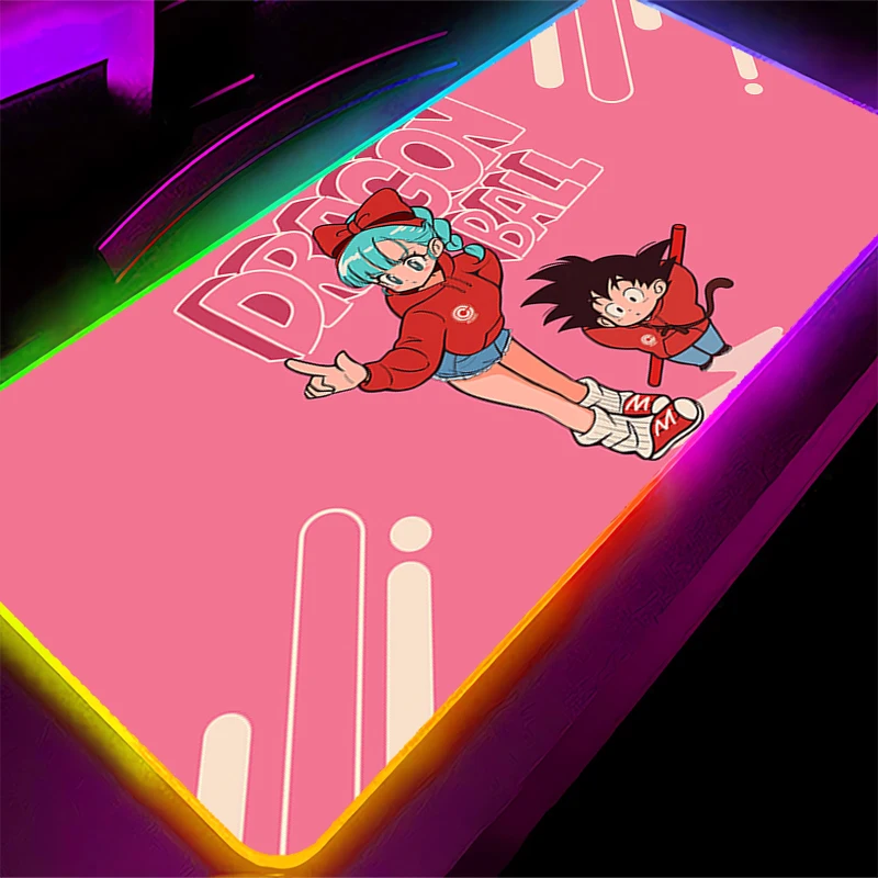 

LED Mouse Pad Dragon Ball Bulma Large Gamer Locking Edge Keyboard RGB Desk Mouse Mat Carpet Backlight Gaming Notbook Mousepad