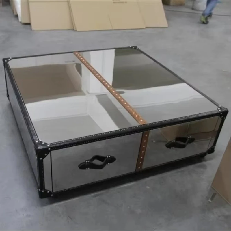 

Home Products Coffee Table Antique Stainless Steel Hall Table Retro Luggage Furniture