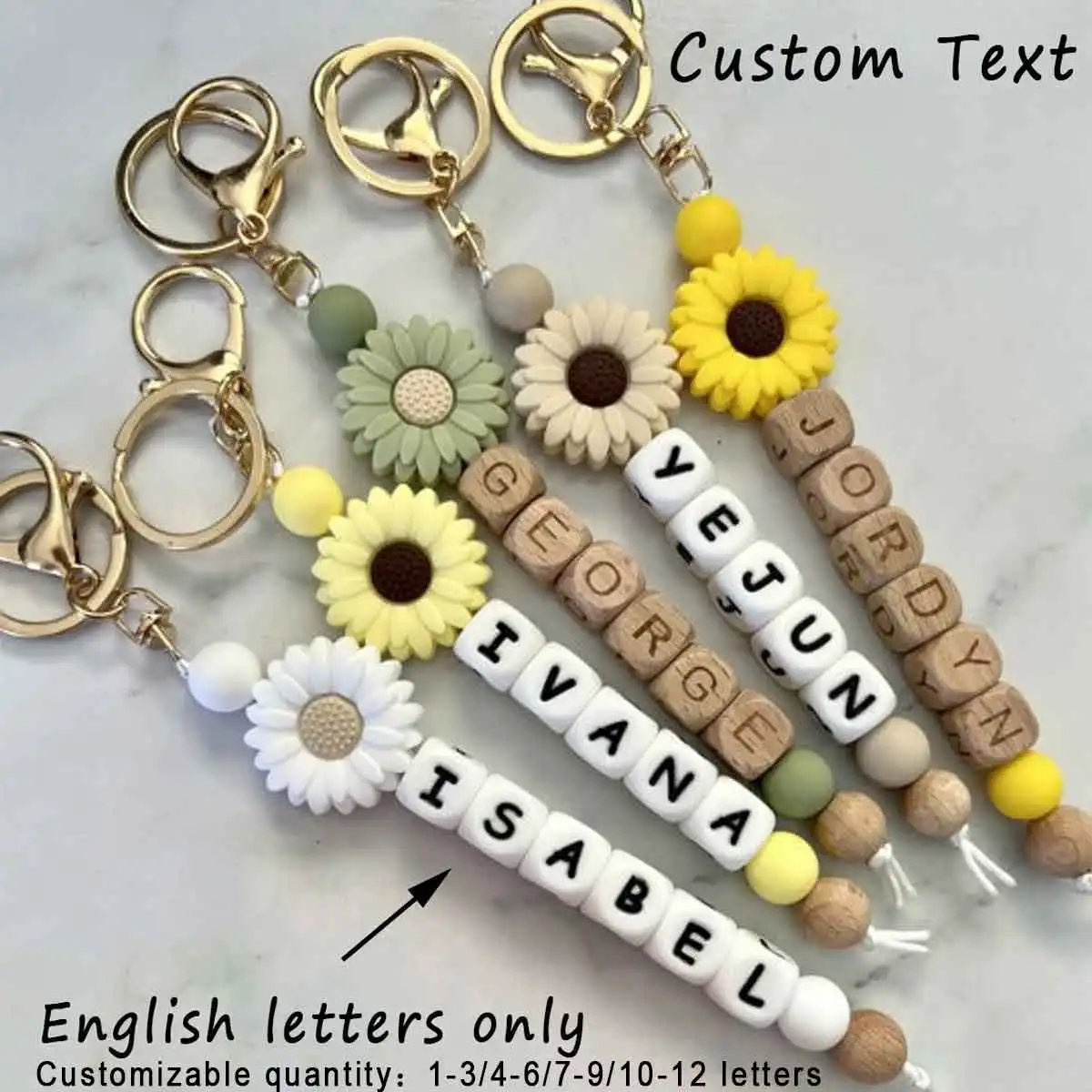 1 llavero de madera de silicona personalizado, llavero con etiqueta de nombre de Margarita grande, regalo de Navidad/regalo de niñas/regalo de cumpleaños