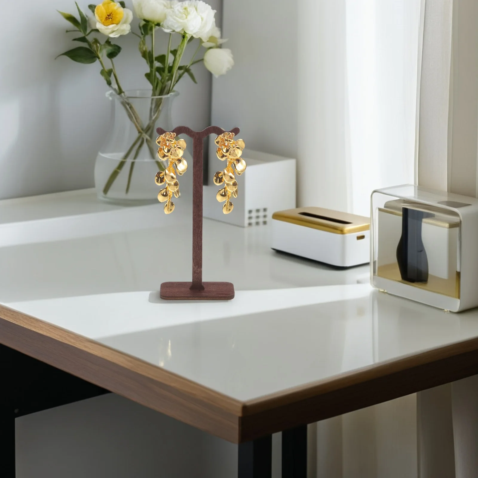 

Mini Wooden Earring Holder Jewelry Display Stand Small Earring Storage Rack Organized Jewelry Organizer For Women