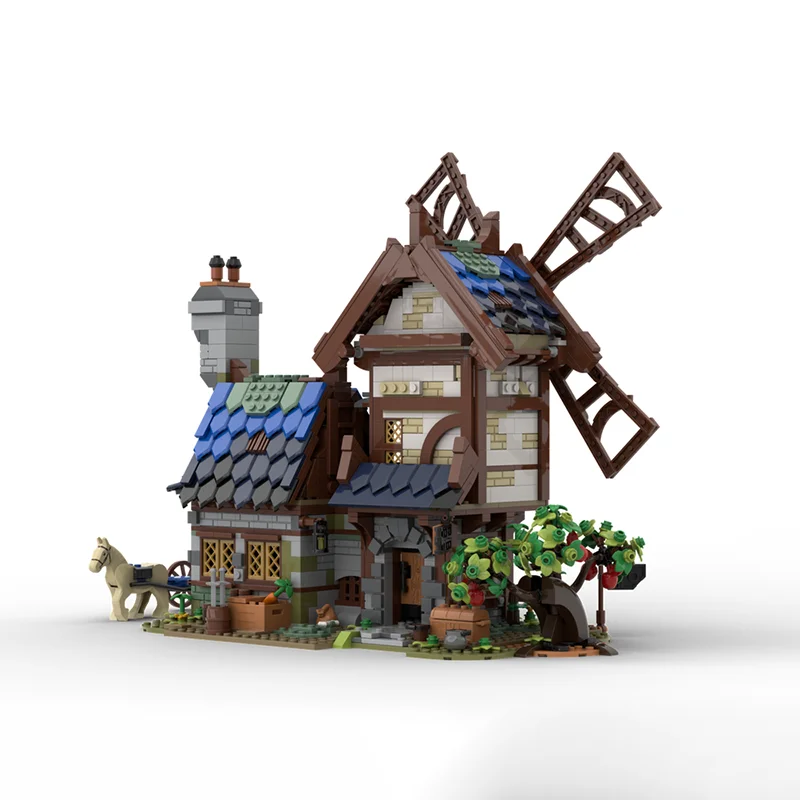 Moc 빌딩 벽돌 중세 풍차 모델 기술 모듈 형 블록 선물 크리스마스 장난감 DIY 세트 조립 생일 세트