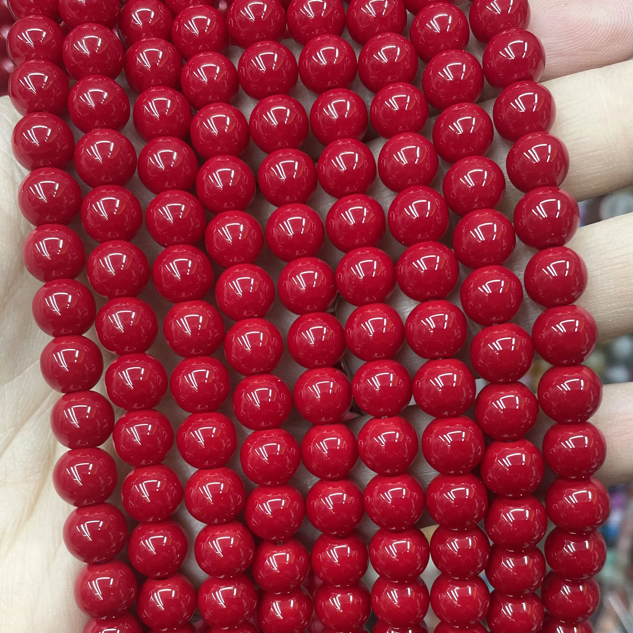 4 6 8 10 12 مللي متر الحجر الطبيعي المرجان الأحمر فضفاض الجولة خزر عازل لصنع المجوهرات سوار ذاتي الصنع إكسسوارات عقد #3