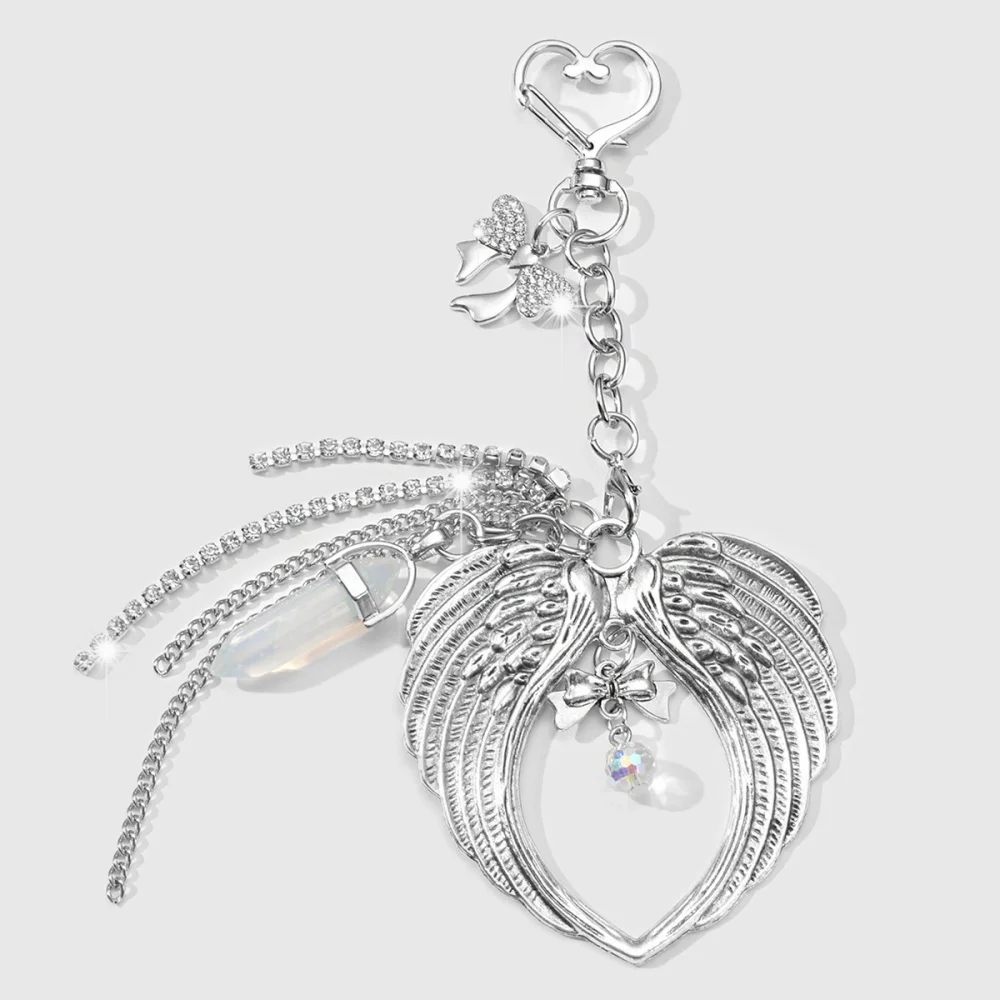 Original Bag Pendant Keychain Gemstone Blue Angel Wings Y2K Women Men Decorations Cosplay DIY Punk Halloween Decoration Gift - view 5