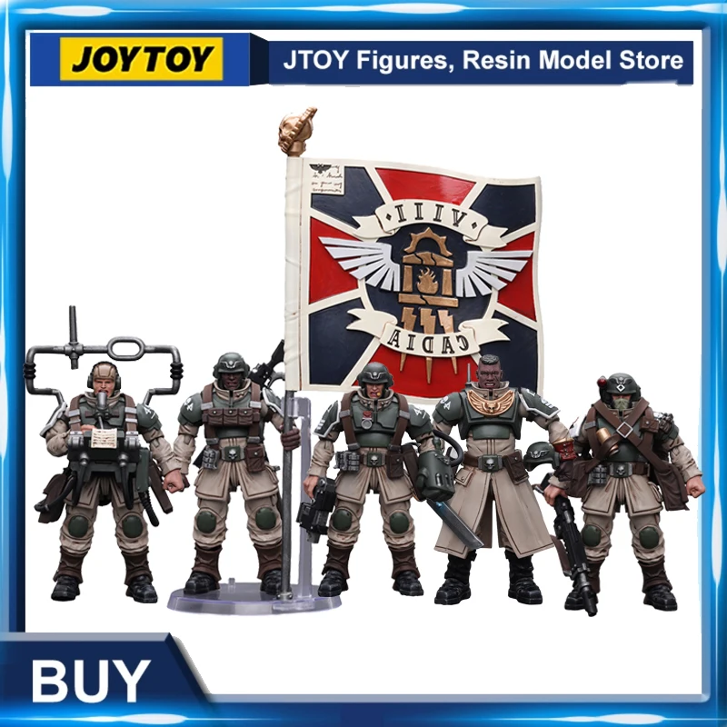 [IN-STOCK] JOYTOY  Warhammer 40k 1/18 Action Figure Astra Militarum Cadian Command Squad (5PCS/SET) Anime Military Model