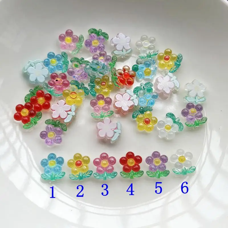 30pieces of nail 3D charm colorful five petal flower shaped nail decoration DIY hair jewelry making accessories sunflower