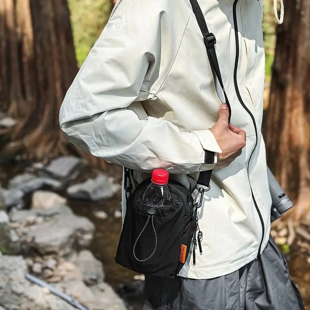 

Waterproof Sports Nylon Shoulder Bag Solid Color Coin Pouch Drawstring Crossbody Bag Korean Style Casual Mobile Phone Pack Male