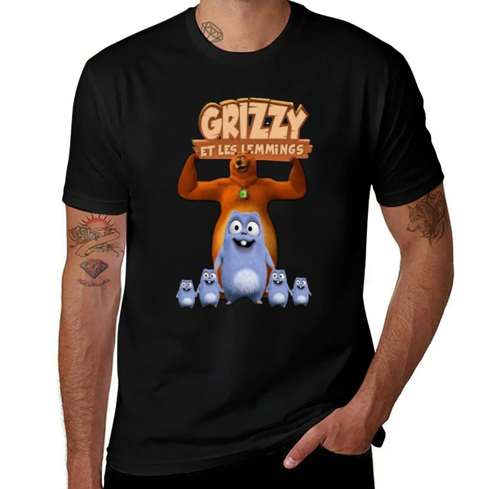 Grizzy and lemmings T-Shirt oversized t shirt sweat blanks sports fans heavyweight t shirts for men