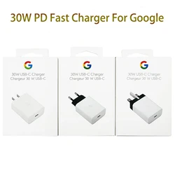 EU/US/UK 30W USB-C Charger for Google Pixel 9 Pro XL 8 7 6 4 Pro 8A 7A 6A 5A PD Fast Wall Charging Adapter For iPhone 15 16 Pro