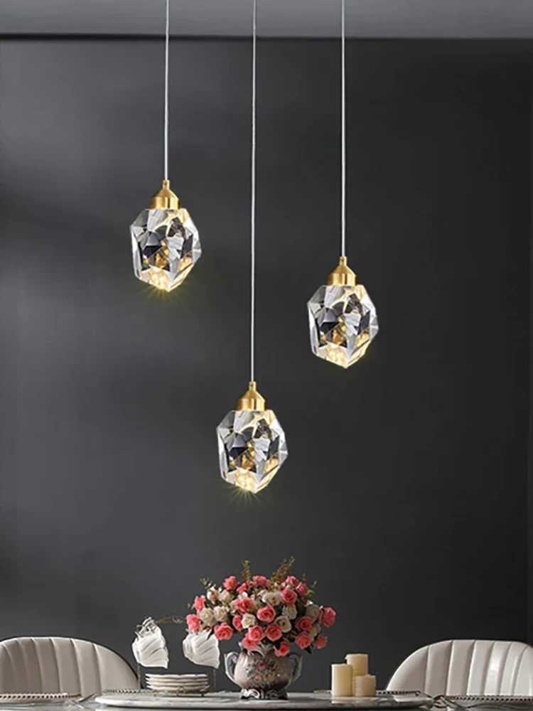 Light Luxury K9 Crystal Small Dhandelier Modern And Minimalist Restaurant Light Bar Counter Bedroom Bedside Long Line Light