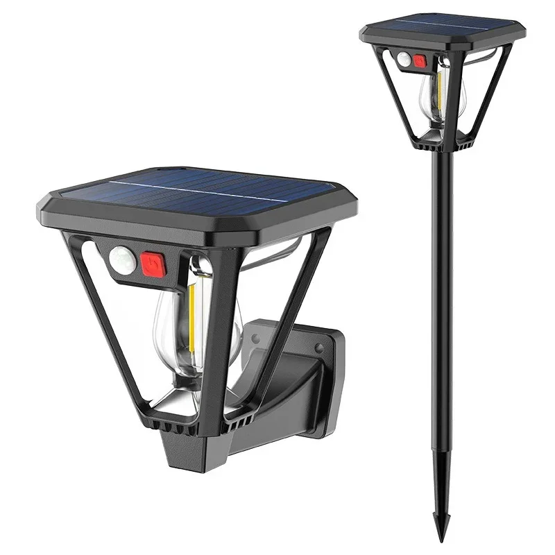 2 in 1 Solar Outdoor Motion Sensor Lighting LED Light Lawn Lamp Wall Dual Purpose Lights Waterproof for Garden Porch Courtyard