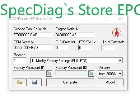 

SpecDiag Cat and Perkins 10, цифровой заводской генератор паролей + USB-ключ